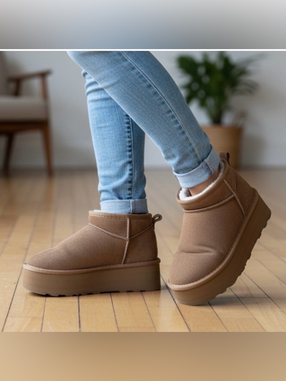 Cushionaire Sz 8.5 Genuine Suede Sherpa Lined Platform Boots